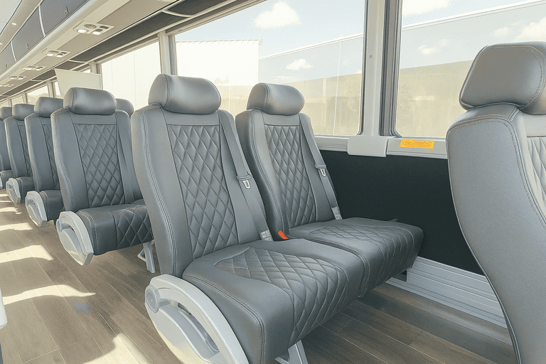 interior of Wilmington Coach Bus Service charter bus